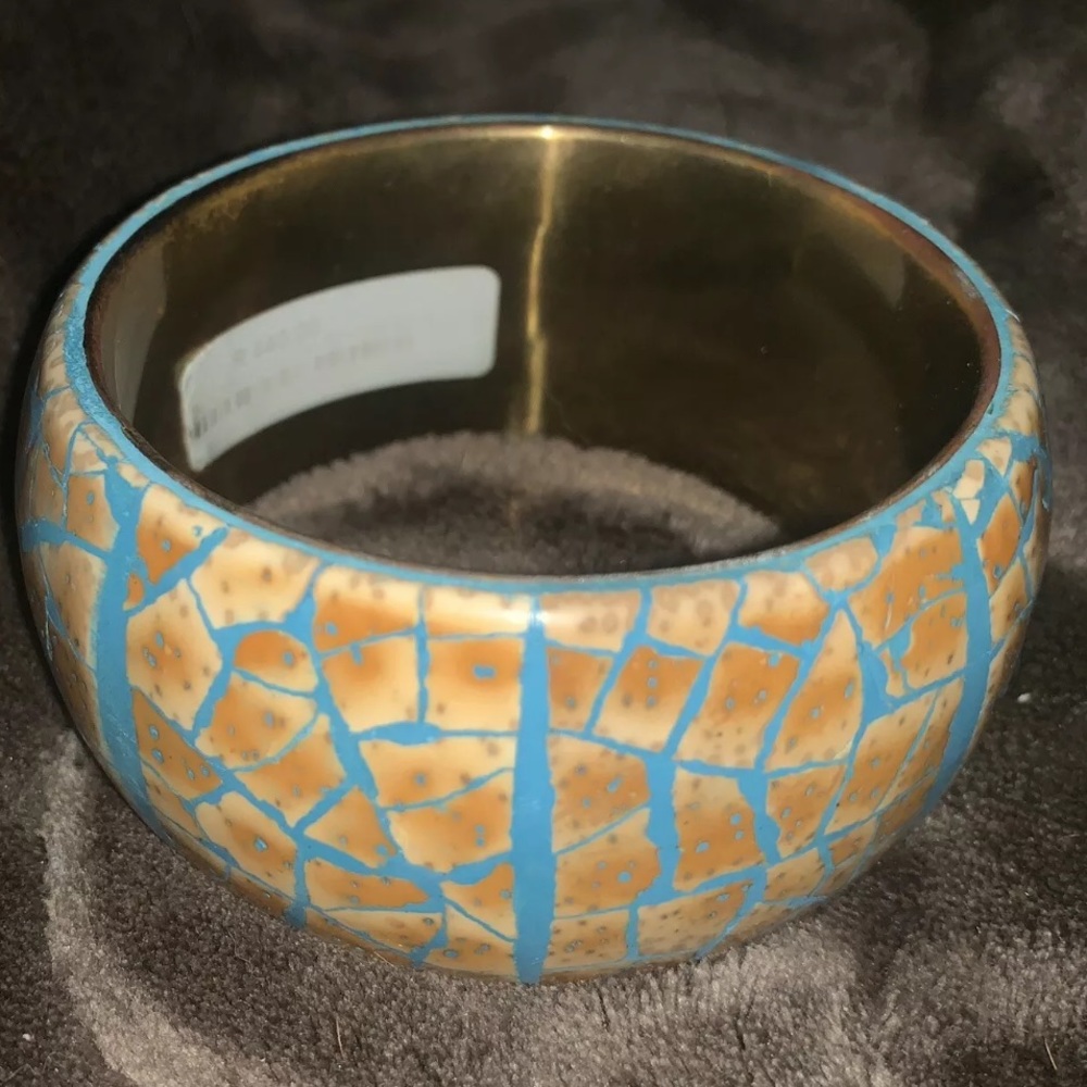 YSL Saint Laurent Med Blue Tan Ostrich BRACELET